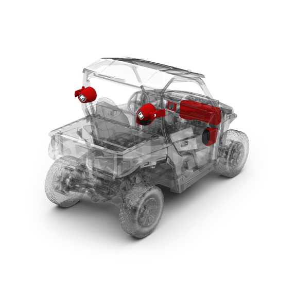 400 watt stereo, front lower speaker, rear speaker, and subwoofer kit for select Polaris GENERAL® models