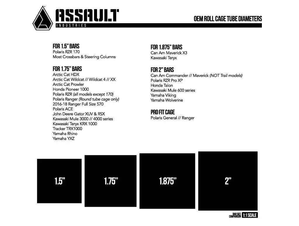 ASSAULT INDUSTRIES 55DEG TOP TUBE LIGHT BAR MOUNT BRACKETS (SET OF 2)